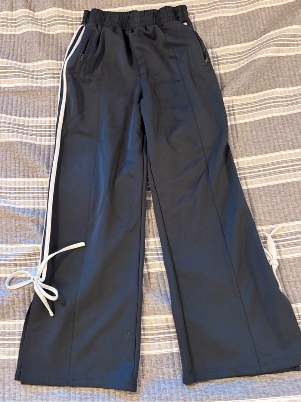 Le Lis Black Track Pants with White Side Stripes Women’s Size Medium